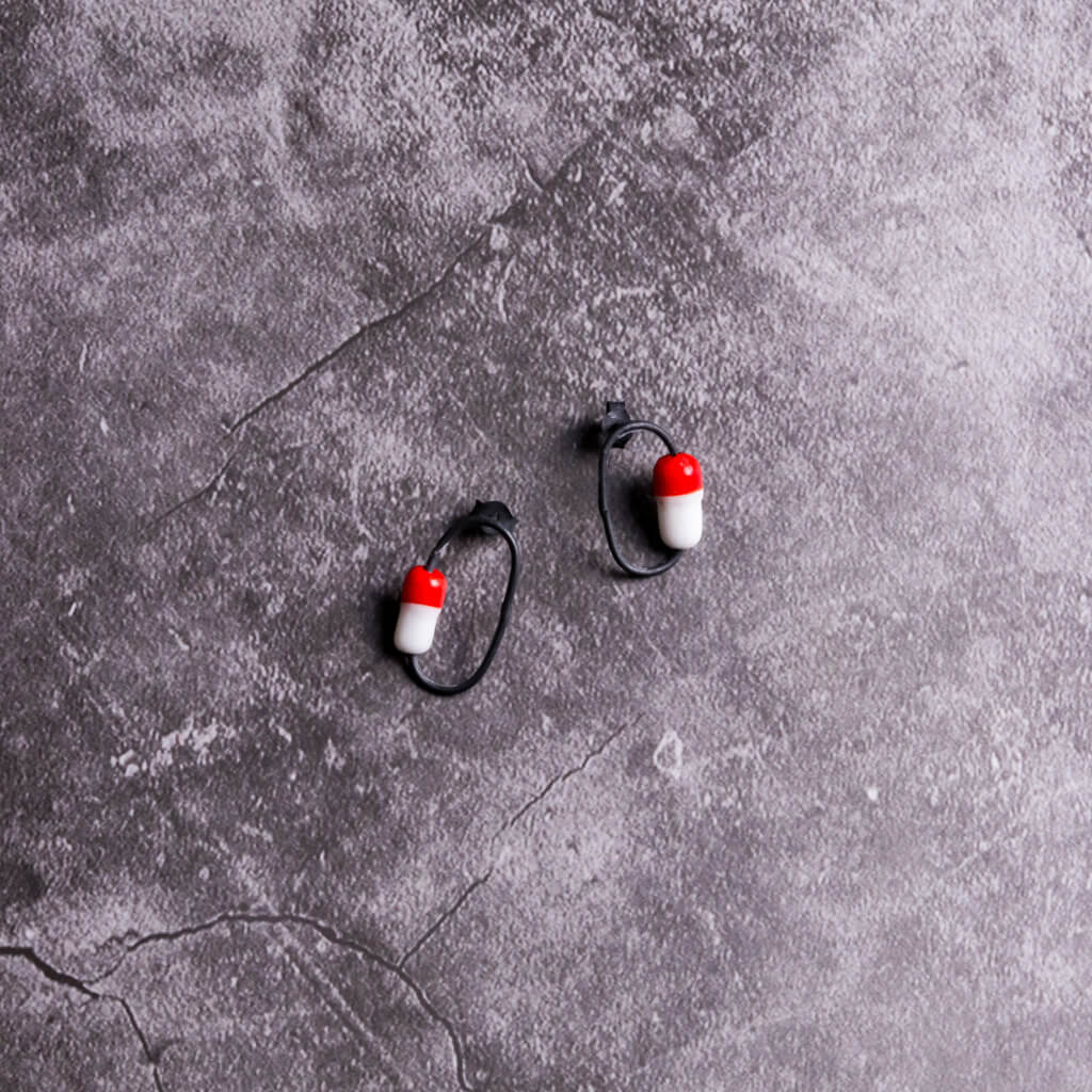 Pills Red and White Earrings Small