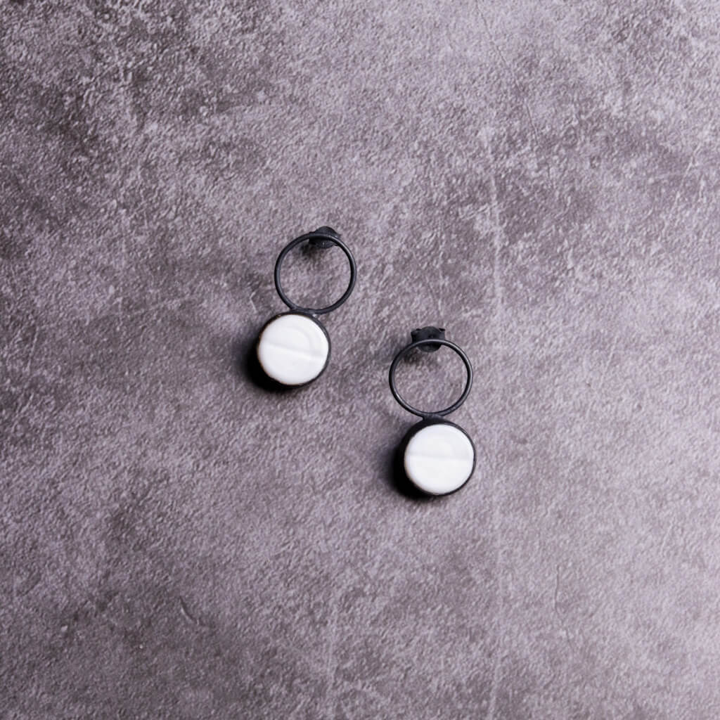 White Statement Earrings